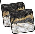 White Black Gold Marble Pot Holders Set of 2 Kitchen Heat Resistant Potholder for Microwave Cooking Baking Oven End Dishes and BBQ