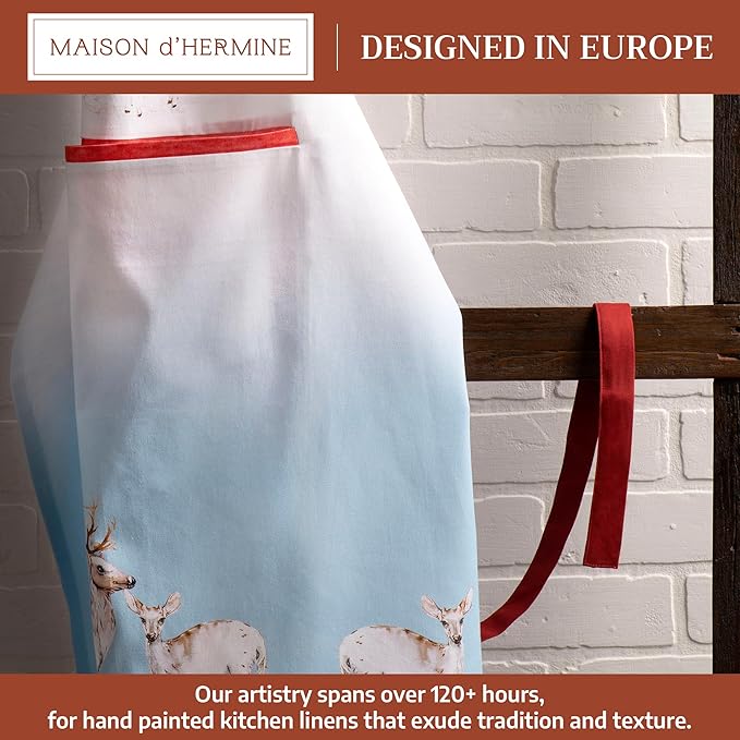 Maison d' Hermine 100% Cotton Apron for women with Pocket Kitchen Chef Apron for Men Cooking Gardening Server Waitress