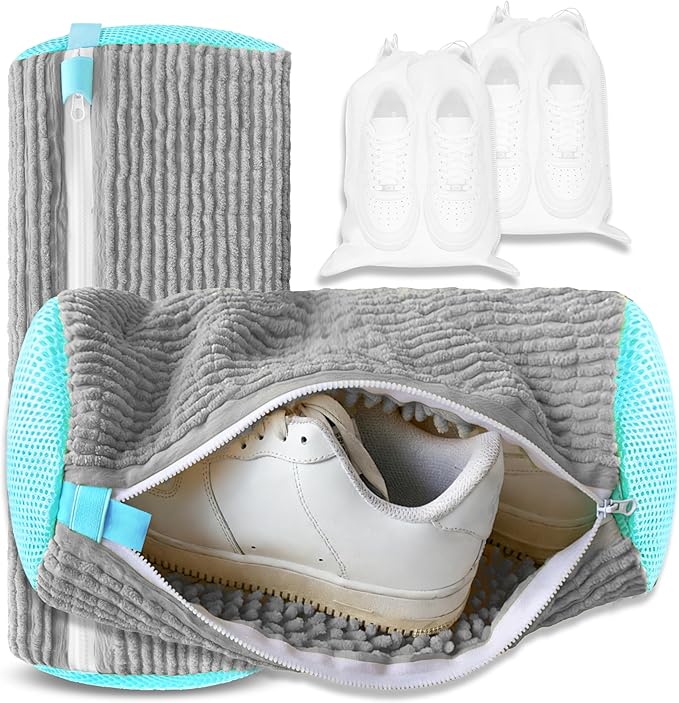 Xinambyh 2Pcs Reusable Shoe Washing Machine Bag for Washer and Dryer:Free Up Hands, Prevent Deformation,shoe bag with Zipper Protection Design, Use for all Shoes,Sports Shoes