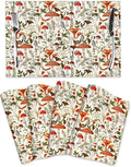 Boho Mushroom Decor Placemats Set of 4, Botanic Plant Beige Table Mats Heat Resistant Washable Placemat for Kitchen Dining Table Cute Placemats Linen 12x18 Inch