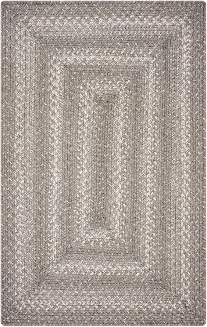 Homespice Grey Cloud Large Jute Area Rug 5x8' - Farmhouse Country Rugs for Bedroom and Dining Room