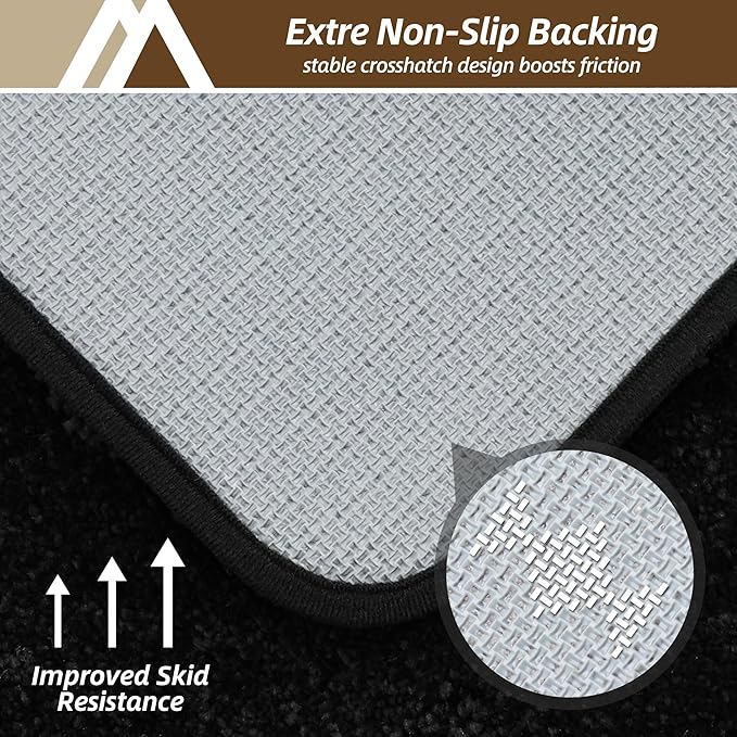 COSY HOMEER Bathroom Rugs Mat 24”x48” Absorbent Non-Slip Bath Mat Plush Shaggy Machine Washable Bath Rugs Soft Polyester Bath Mats for Bathroom Floor,Tub and Shower,Black