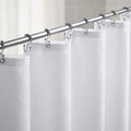 Lameirose 3 in 1 Shower Curtain Set, Waffle Shower Curtain and Liner Set with 12 Double Sided Shower Curtain Hooks, 72 x 84 Fabric Shower Curtains for Bathroom, White