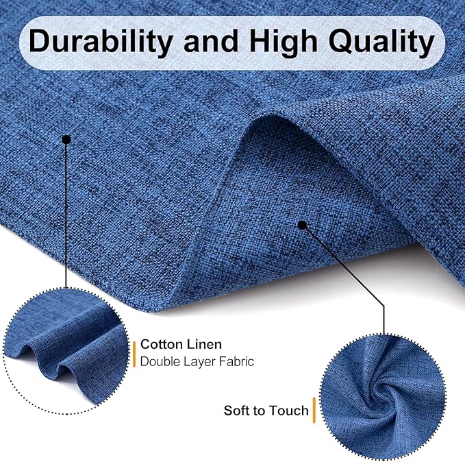 Homaxy Cloths Placemats for Dining Table Set of 8, Heat Resistant Washable Cotton Linen Blend Table Mats, Easy to Clean Place Mats for Indoor Outdoor Party Kitchen Decoration, 13" x 19", Blue