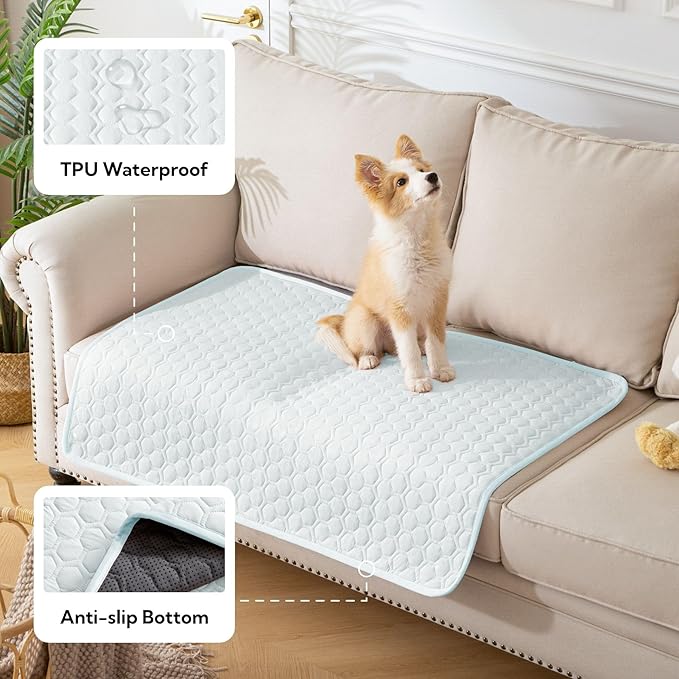 Soulbond Cooling Mat for Large Dogs - 29"x40" Washable Cooling Pad for Dogs & Cats, QMAX>0.3, Anti-Slip Bottom, Portable Summer Cool Pet Bed Pad for Outdoor/Indoor/Cars/Travel Use, Aqua Green