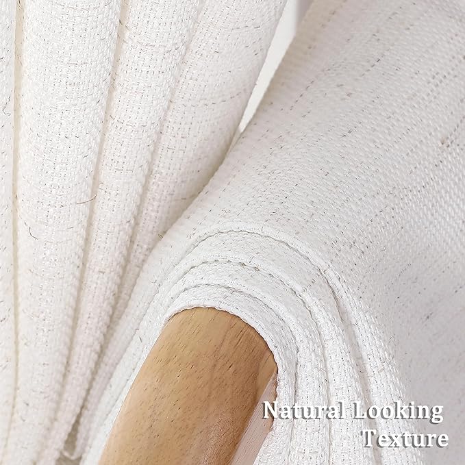 Lecloud Bessie Curtains 63 Inch Length 2 Panels, Soft Faux Linen Textured Farmhouse Curtains, Light-Filtering Rod Pocket Window Treatments for Bedroom Dining Room, Each 40 W x 63 L, Natural