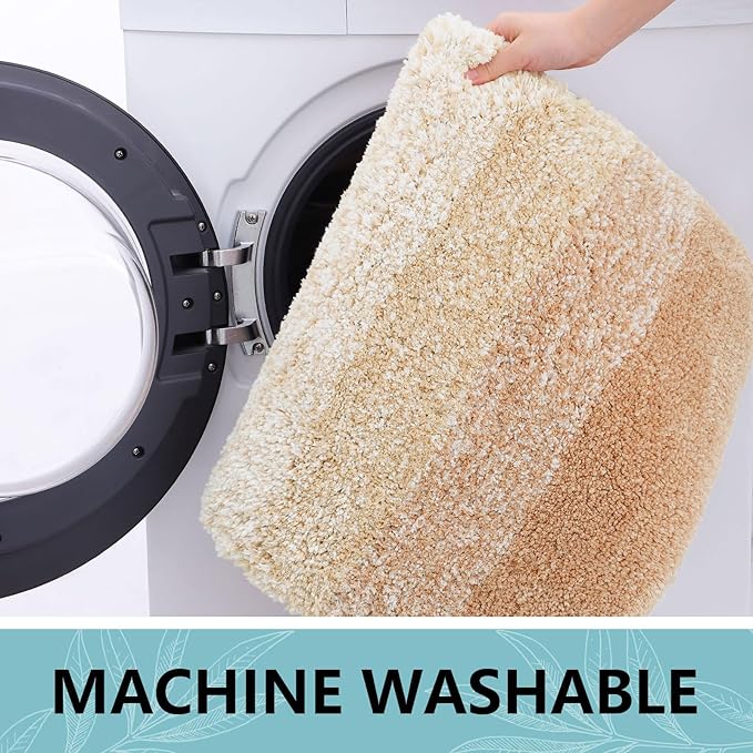 Arotive Microfiber Bathroom Rugs, Shaggy Soft and Absorbent Bath Rug, Non-Slip, Thick Plush Machine Washable Dry Bath Mats for Bathroom, Tub and Shower, 40x24, Beige, Rectangular