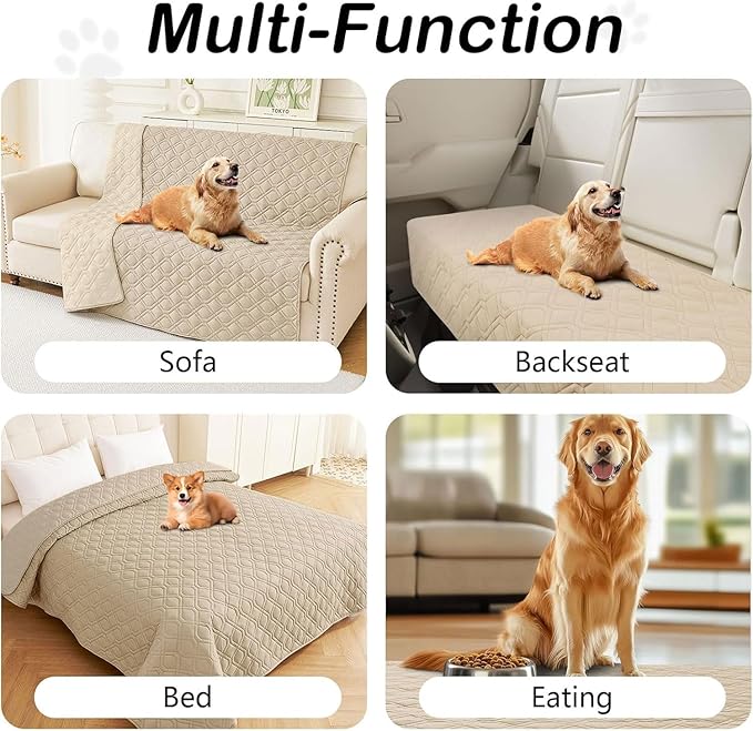 hyha Waterproof Dog Bed Blanket, Soft Pet Blankets, Waterproof Couch Cover for Dogs, Reversible Sofa Covers Washable for Furniture (40x90 Inch, Taupe/Beige)