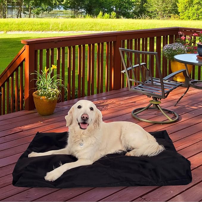 ANANMEI Dog Bed Cover Replacement Washable. 53 L x 42 W x 5 H inches Washable Removable Orthopedic, Cooling Gel and Memory Foam Pet Bed Protector, Cover only (Black)