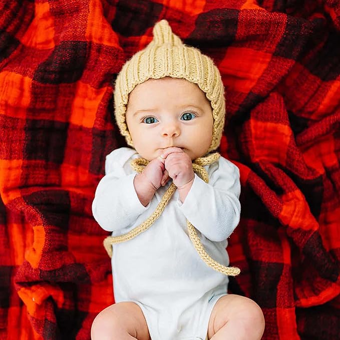 Little Unicorn Premium Cotton Swaddle Baby Blanket | Breathable Fabric | for swaddling, Play, Nursing & More (Red Plaid)