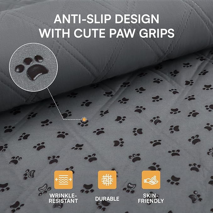 Luciphia 100% Waterproof Couch Cover Blanket for Dogs Anti-Slip Pet Couch Protector Sofa Mat Puppy Cat with Non-Slip Bottom, Grey, 68x82 Inch