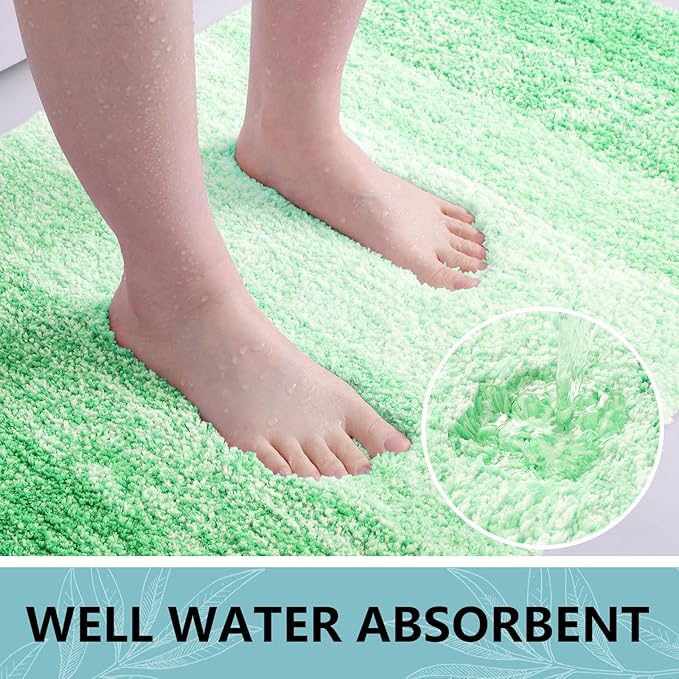 Arotive Microfiber Bathroom Rugs, Shaggy Soft and Absorbent Bath Rug, Non-Slip, Thick Plush Machine Washable Dry Bath Mats for Bathroom, Tub and Shower, 30x20, Green, Rectangular