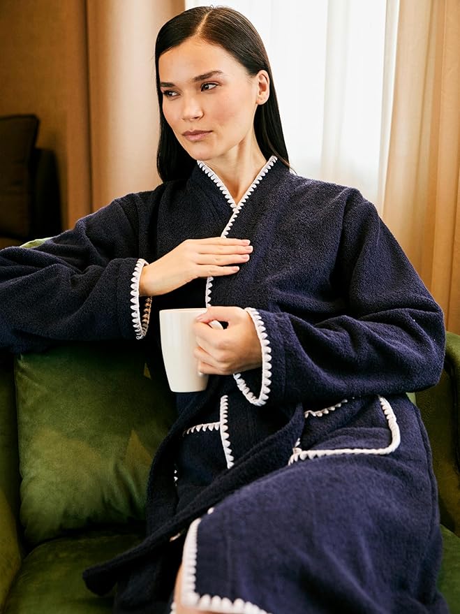 Seritaine Robes for Women, 100% Turkish Cotton Womens Robe, Luxury, Terry Cloth Long Spa Bathrobe