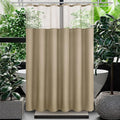 Gibelle Waffle Weave Shower Curtain with Mesh Top Window and Hooks Set, Spa Like Hotel Style Fabric Shower Curtain for Bathroom, Beige, 72x72