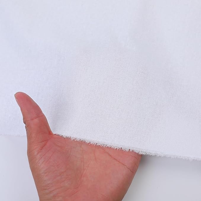 Cotton Fabric Natural Cotton Poplin Fabric by The Yard 100% Cotton, 59 Inches Wide Soft Embroidery Fabric Material for Quilting, Sewing, Crafts, Binding, Backing and Lining (White, 3 Yard)