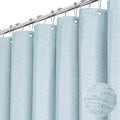 BTTN Extra Long Shower Curtain - 72x96 Inch Long Linen Textured Heavy Duty Fabric Shower Curtain Set with 12 Plastic Hooks, Tall Decorative Neutral Waterproof Shower Curtains for Bathroom, Fog Blue