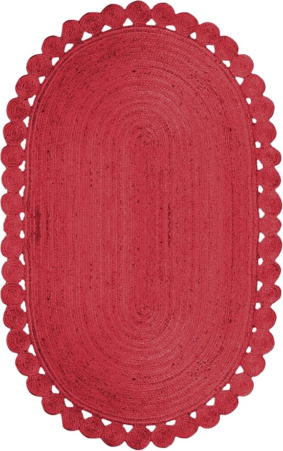 Runner - Oval Rug 2.6x22 Area Rug Kilim Rug Red Solid Design 0.27 inches ThickIndoor Outdoor Rug Flatweave Rug High Traffic Area Home & Foyer Corridor Hallway & Stair Runner