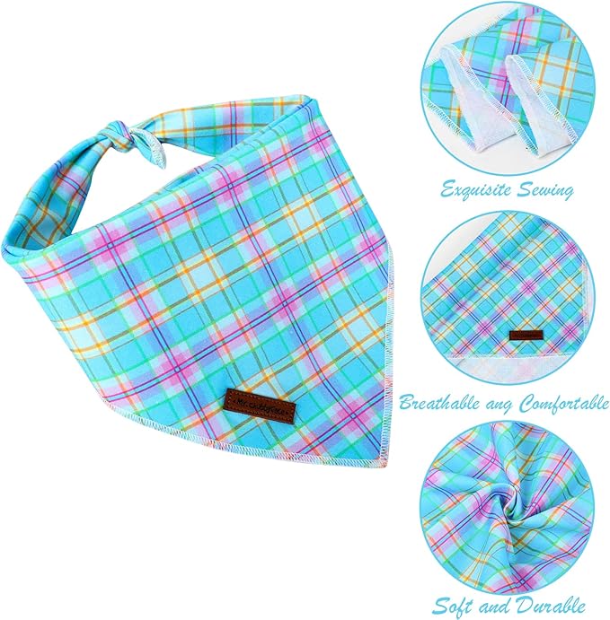 MR. CHUBBYFACE Blue Stripes Striped Dog Bandanas Reversible Triangle Bibs Scarf Accessories for Dogs Cats Pets S