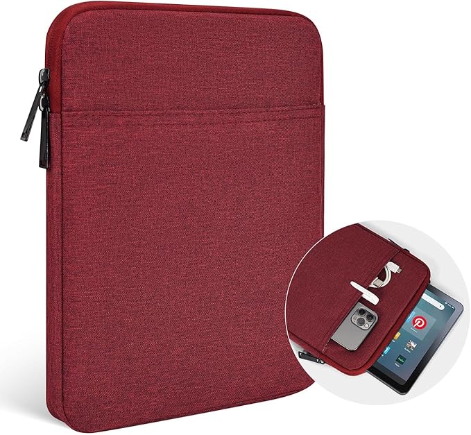 9.7-11" Tablet Sleeve Bag for 2023 11" Amazon Fire Max 11 & 10.1" Fire HD 10 Plus & Fire HD 10 Kids Pro, 11" iPad 11th/Air M3 M2 & Pro M5 M4 4 3 2 & Samsung Galaxy Tab S9 S9 FE S8 S7 A8 Case(Wine Red)
