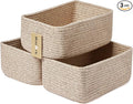 MiniArk Small Storage Baskets for Organizing | Closet Organizer Bins | Shelf Toy Basket | Woven Rope Baskets | Cube Decorative Box | Shallow Basket | 11.5x7.5x4.7” | 3 Packs Mixed Brown
