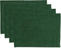 Solino Home Linen Cloth Placemats Set of 4-100% Pure Linen Hemstitch Forest Green Placemats 14 x 19 Inch - Milan Hemstitch Table Place Mats for Winter, St Patricks Day