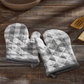 VHC Brands Cotton Oven Mitt Set of 2, Heat Resistant, Baking Glove Pot Holder, Kitchen Mitts, Annie Buffalo Check Collection, 12.5x8, Ash Grey & White Checkered