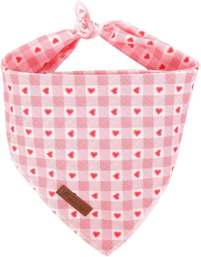 UP URARA PUP Valentine’s Dog Bandana, Valentine Triangle Bid Scarf for Girl Boy Small Medium Dogs or Cats, Adorable Puppy Wedding & Valentine’s Bandana, Cute Soft Cotton Pet Kerchief