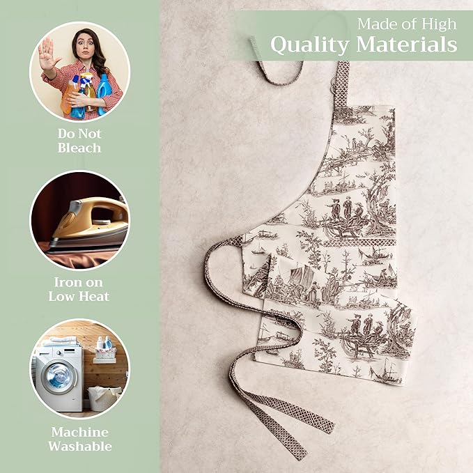 Maison d' Hermine 100% Cotton Apron for women with Pocket Kitchen Chef Apron for Men Cooking Gardening Server Waitress