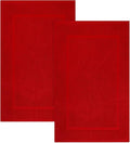 ELITE Emporium Home Collection 2-Piece Cotton Bathroom Mat Set, 21" x 34" - 100% Cotton, Absorbent, Quick-Dry, Bath Towel Mats for Floor, Red [Not a Bathroom Rug]