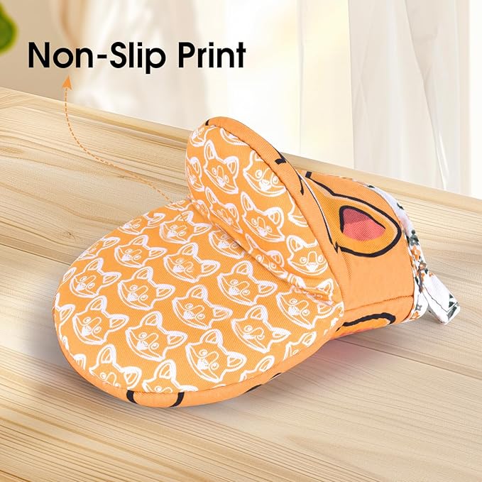 Mini Oven Mitts Cute,Silicone Oven Mitts Heat Resistant 500℉ with Non-Slip Grip and Soft Quilted Cotton Lining for Kitchen Cooking and Baking. Machine Washable-Dog
