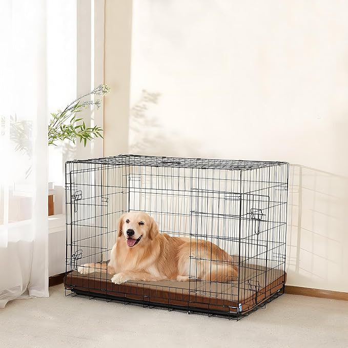 ZAKAPAWS Dog Bed for Large Dog - Orthopedic Pet Beds with Memory Foam, Waterproof Removable Washable Cover with Non-Slip Bottom, Khaki, 35" L x 23" W x 3" H