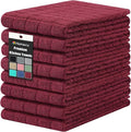 Homaxy Premium Cotton Kitchen Towels 16"x 28", Large Natural Ring Spun 390 GSM Dish Towels, Super Absorbent Terry Kitchen Hand Towels, Soft Tea Towels with Hanging Loop, Pure Red Design,8 Pack