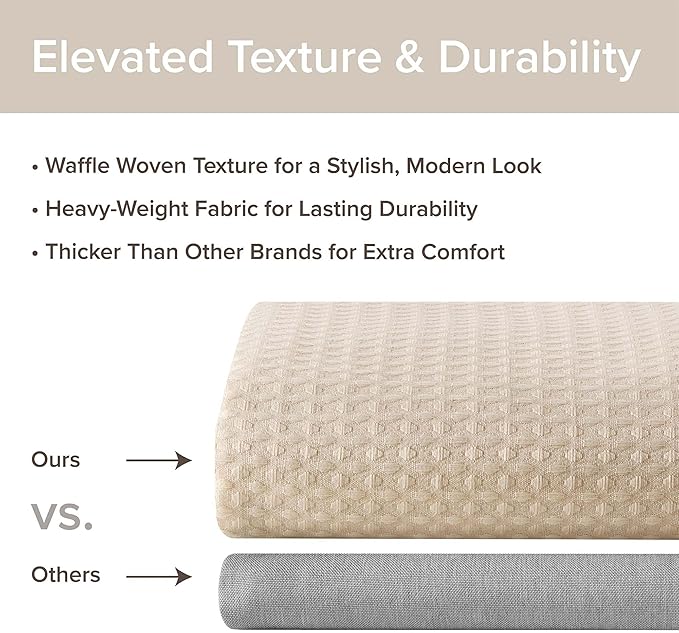 Madison Park Shower Curtain Waffle Weave, Vibrant Dyed, Waffle Shower Curtain 3M Scotchgard Moisture Management, Farmhouse Extra Long Shower Curtains for Bathroom, Extra Long: 72"x84" Beige
