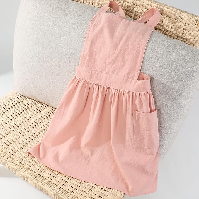 Kids Pinafore Apron, Cross Back Apron, Japanese Style Bib Aprons Home Clothes