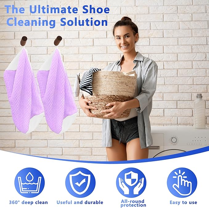 Xinambyh 2Pcs Reusable Shoe Washing Machine Bag for Washer and Dryer:Free Up Hands, Prevent Deformation,shoe bag with Zipper Protection Design, Use for all Shoes,Sports Shoes