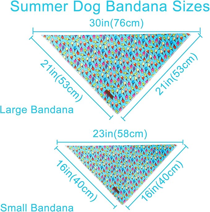 UP URARA PUP Summer Dog Bandana, Hawaii Bandana for Medium Large Dog, Cute Blue Puppy Bandana, Cotton Adorable Pet Triangle Bid Scarf Kerchief for Girl Boy Dogs