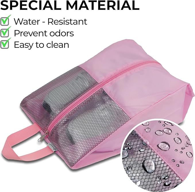 HANOZI Shoe Bags For Travel, Used As For Storage or Shoe Travel Bag, Featuring Waterproof Nylon Sneaker Bag. (Light Pink, 2 Pack, Large)