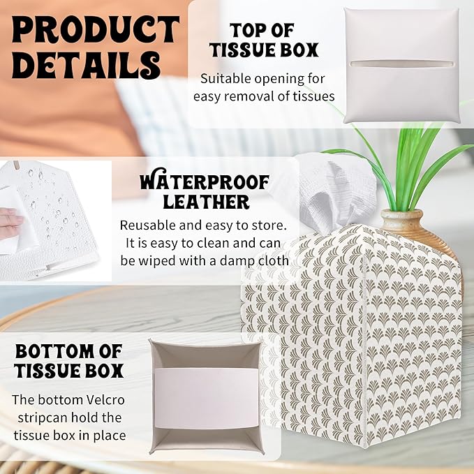 Minimalism Square Tissue Box Holder Cover, Decorative Tissue Cube Box Organizer for Bathroom, Living Room, Office, Countertop, Car, Night Stands, Modern Home Desk Tabletop Decor - A10
