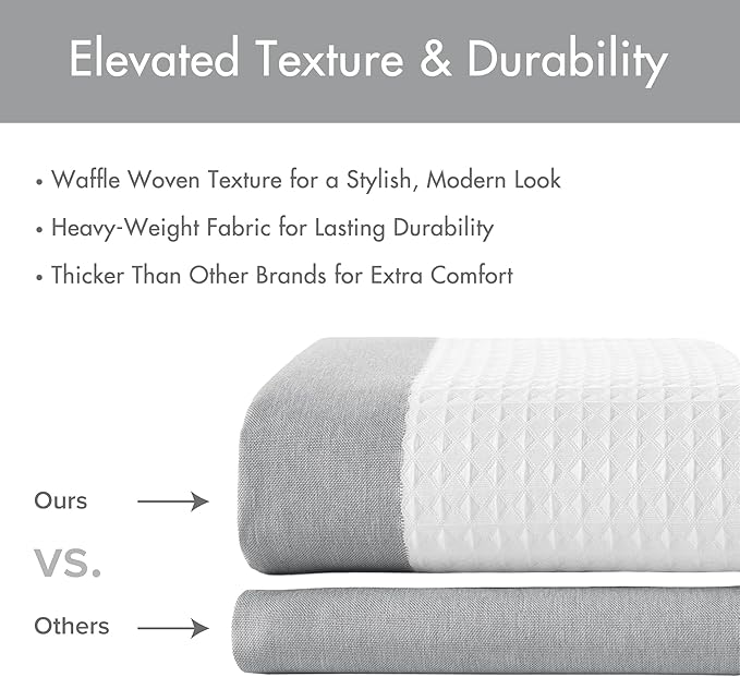 Madison Park Shower Curtain Spa Waffle Weave Stall Shower Curtain for Bathroom 3M Scotchgard Moisture Management, Spa Quality Modern Shower Curtains for Bathroom, Stall 36x72'' Grey