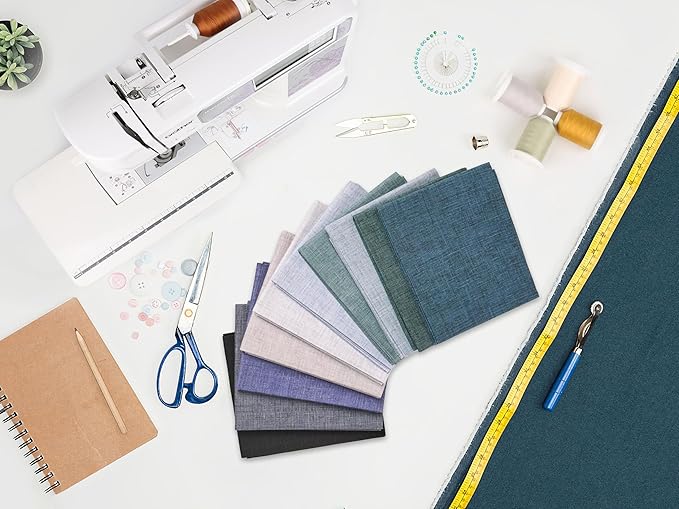 Craftido - 11 Options Solids with Tweed Tonals - Assorted Color Cotton Quilting Fabric Bundles 10pcs Fat Quarters 18"x21" - Medium Weight 5.2oz - for Quilting, Sewing and Crafts - Monochrome