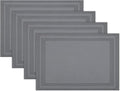 Winknowl Placemats Set of 4，Heat Resistant Woven Vinyl Washable PVC Place Mats，Non-Slip Stain Resistant Indoor/Outdoor Table Mats for Dining Table (Grey)