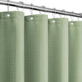 Gibelle Long Shower Curtain 72 x 78, Tall Waffle Weave Textured Fabric Shower Curtain for Bathroom, Water Repellent, Machine Washable, Sage Green
