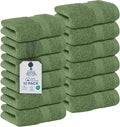 DAN RIVER 12-Pack Premium 100% Cotton Sage Green Face Towels for Bathroom - Reusable Face Wash Cloths for Showering 12x12 Inches - 550 GSM Super Soft & Absorbent Luxury WashCloths for Body, Spa & Gym