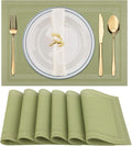 Winknowl Placemats Set of 6，Heat Resistant Woven Vinyl Washable PVC Place Mats，Non-Slip Stain Resistant Indoor/Outdoor Table Mats for Dining Table (Green)