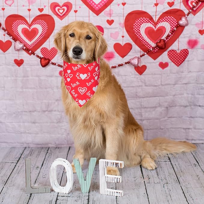 ADOGGYGO Valentine Dog Bandana, Multiple Sizes Offered, Triangle Dog Scarf Valentine Bandana for Small Dogs (Small)