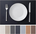 Faux Leather Placemats Set of 8 Vinyl Washable Wipeable Table Mats for Kitchen Dining Table Heat Resistant Waterproof Modern Indoor/Outdoor Placemats Non-Slip Easy Clean Place Mats (Black)