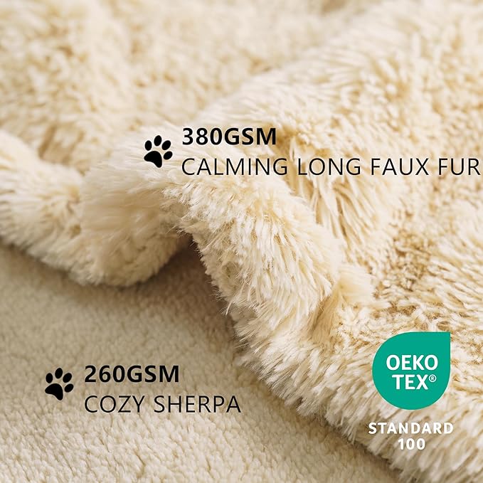 gogobunny Waterproof Dog Blanket for Large Dogs, Cats, Puppy, Reversible Faux Fur Pet Throw Blanket, Washable, Calming Furniture Protection for Sofa Bed (40x50 Inch (Pack of 1), Beige)