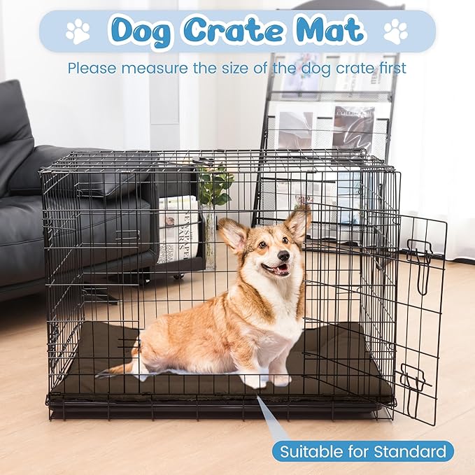 ZENGAOOU Dog Crate Pad 24 Inch, Washable Plush Crate Mat for Small Dogs and Puppies, Anti Slip Kennel Pad for Metal Crates, Indoor Use and Travel, Brown