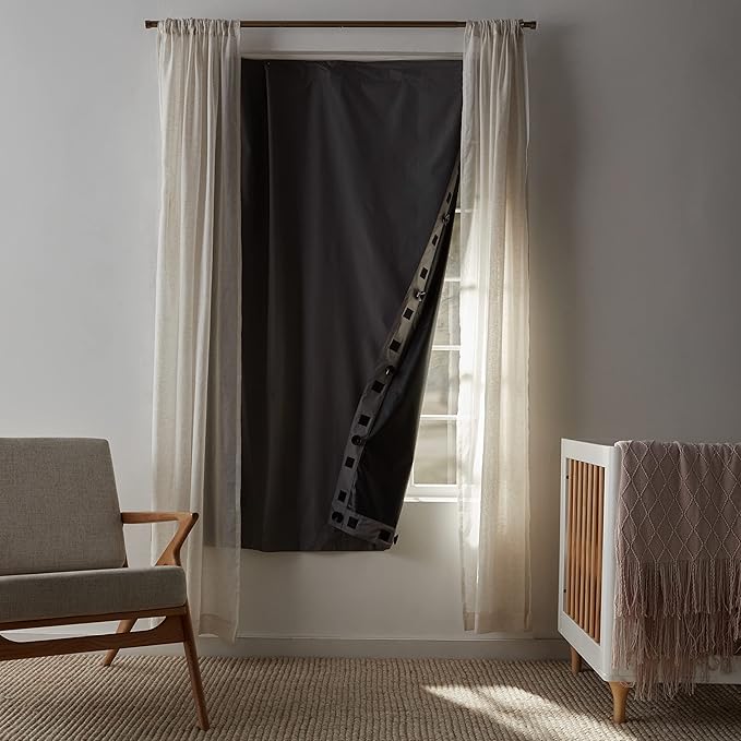 Amazon Basics Portable Blackout Curtain Shade with Suction Cups, 50"W x 78"L, 2-Pack, Dark Grey