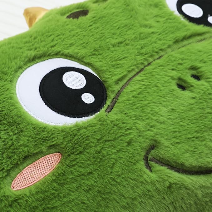 Snugtown Stuffed Animal Lumbar Pillow, Super Soft Plush Cuddle Throw Pillow for Kids, Cute Dinosaur Shaped Pillow, 12 x 24 Inches, Green